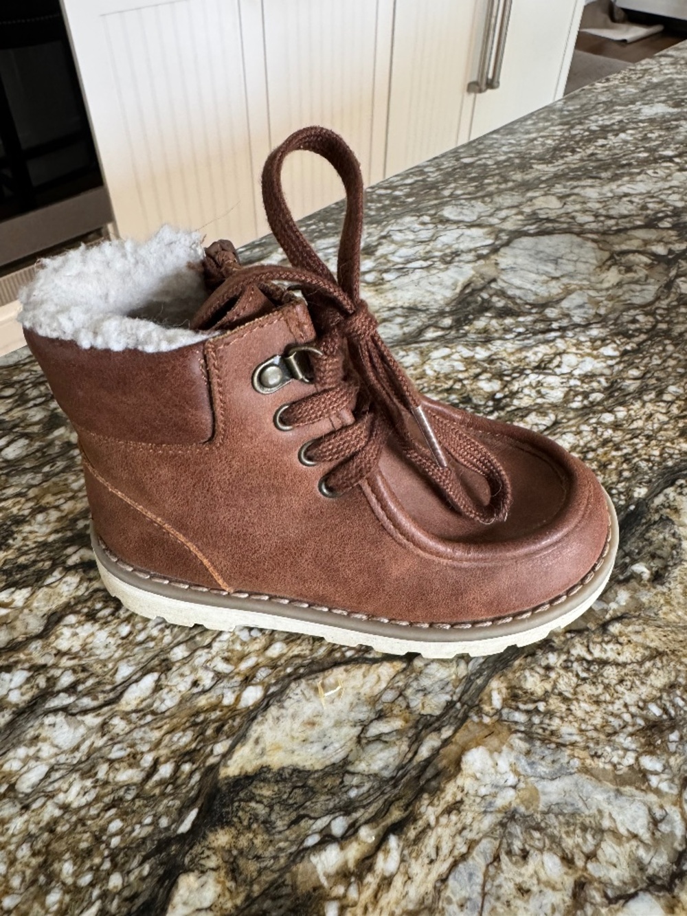 Faux-Leather Side-Zip Lace-Up Boots for Toddler Boys size 8. Old Navy